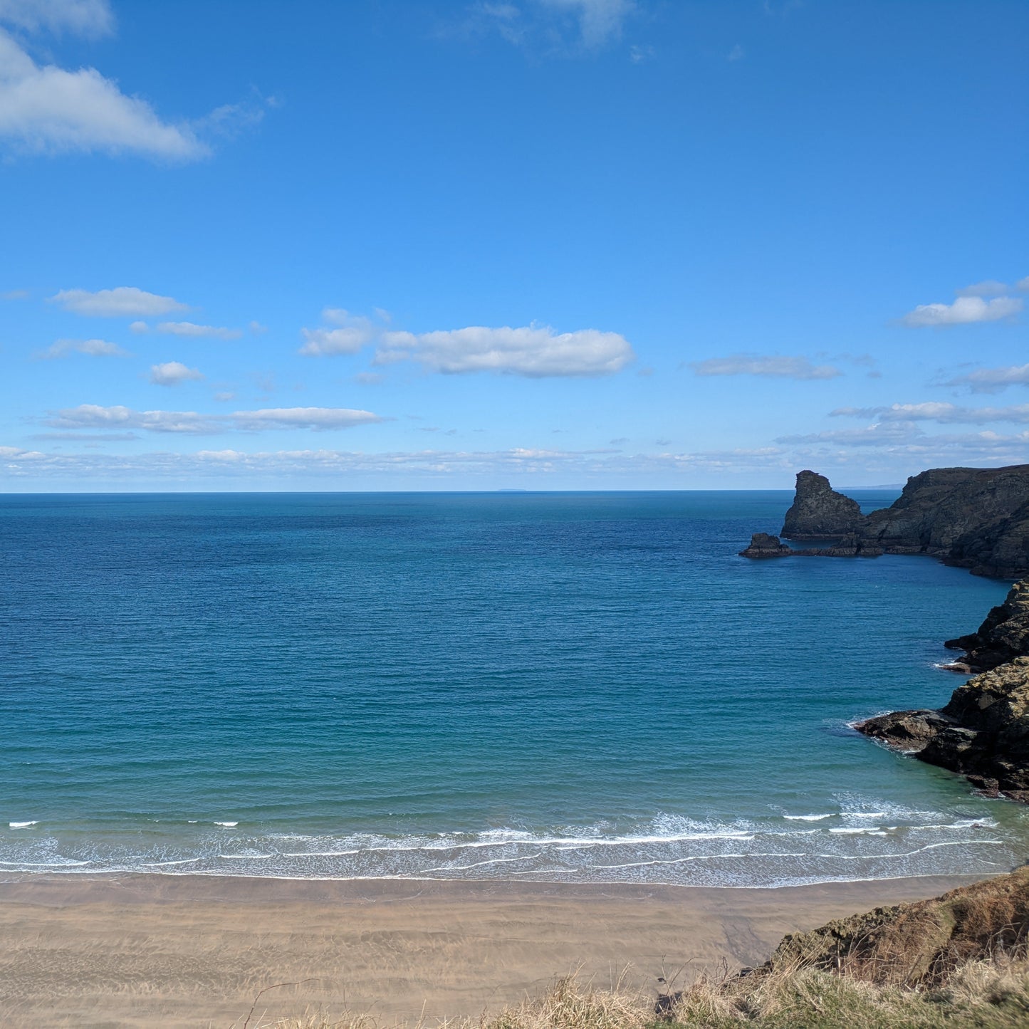 Bossiney beach looking very blue
