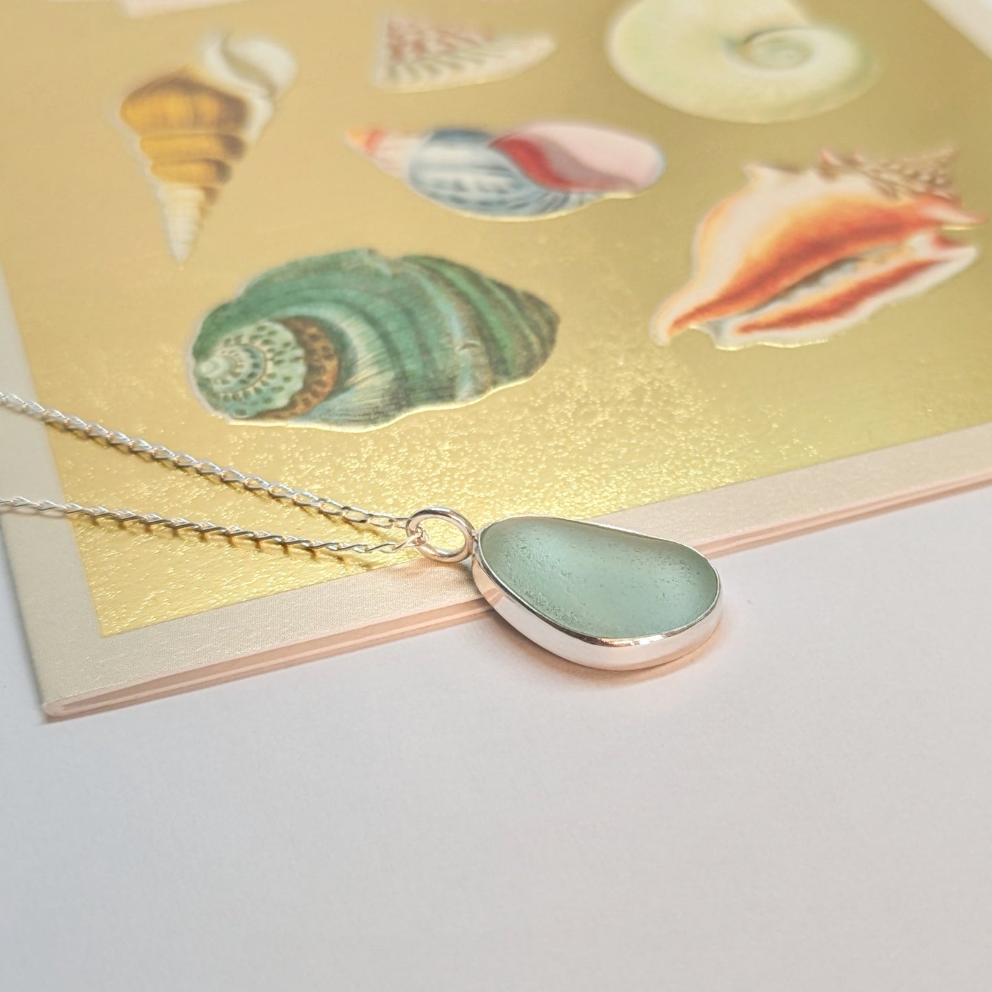 Seafoam Sea Glass Silver Pendant (No.2)