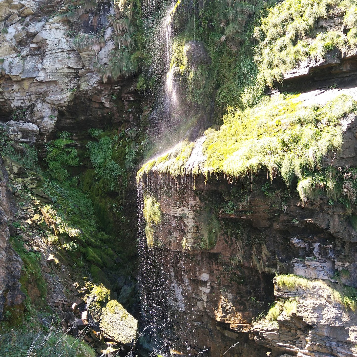 Bossiney Beach Waterfall in the Sun