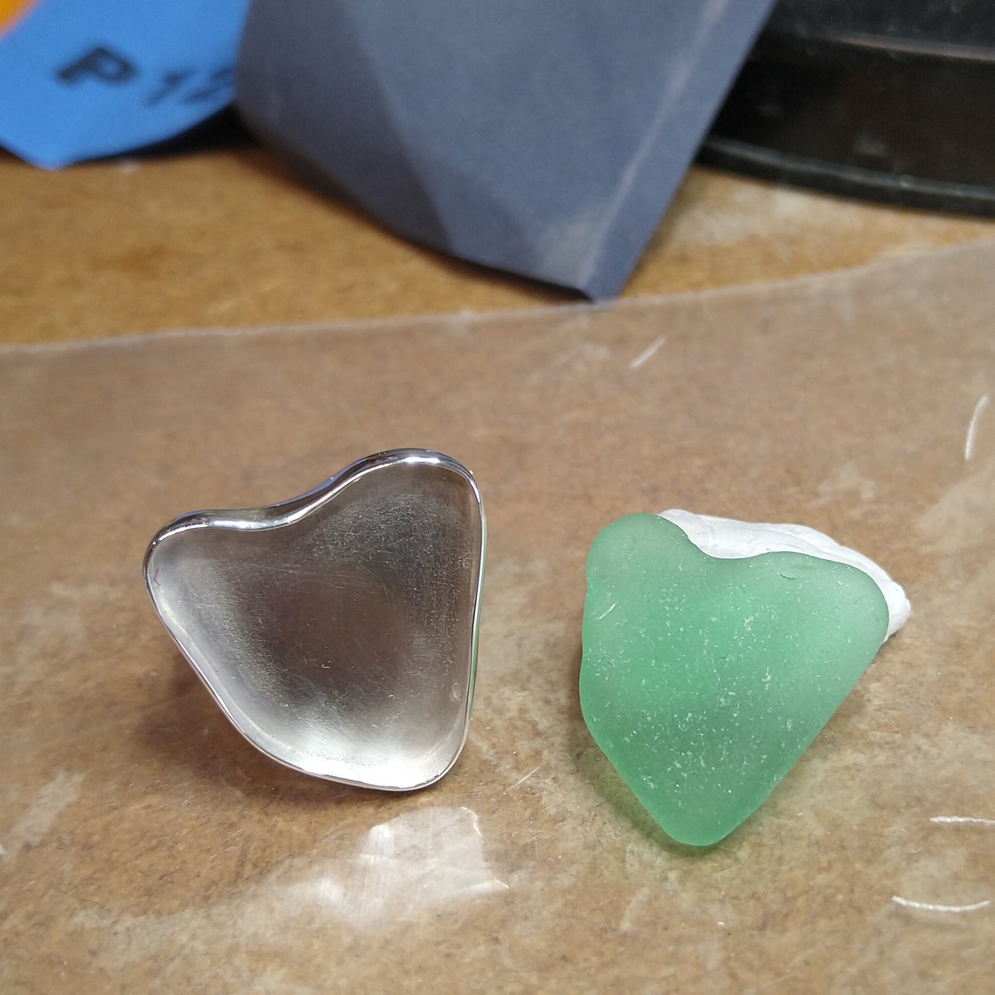 Making of Heart of Green Sea Glass Ring
