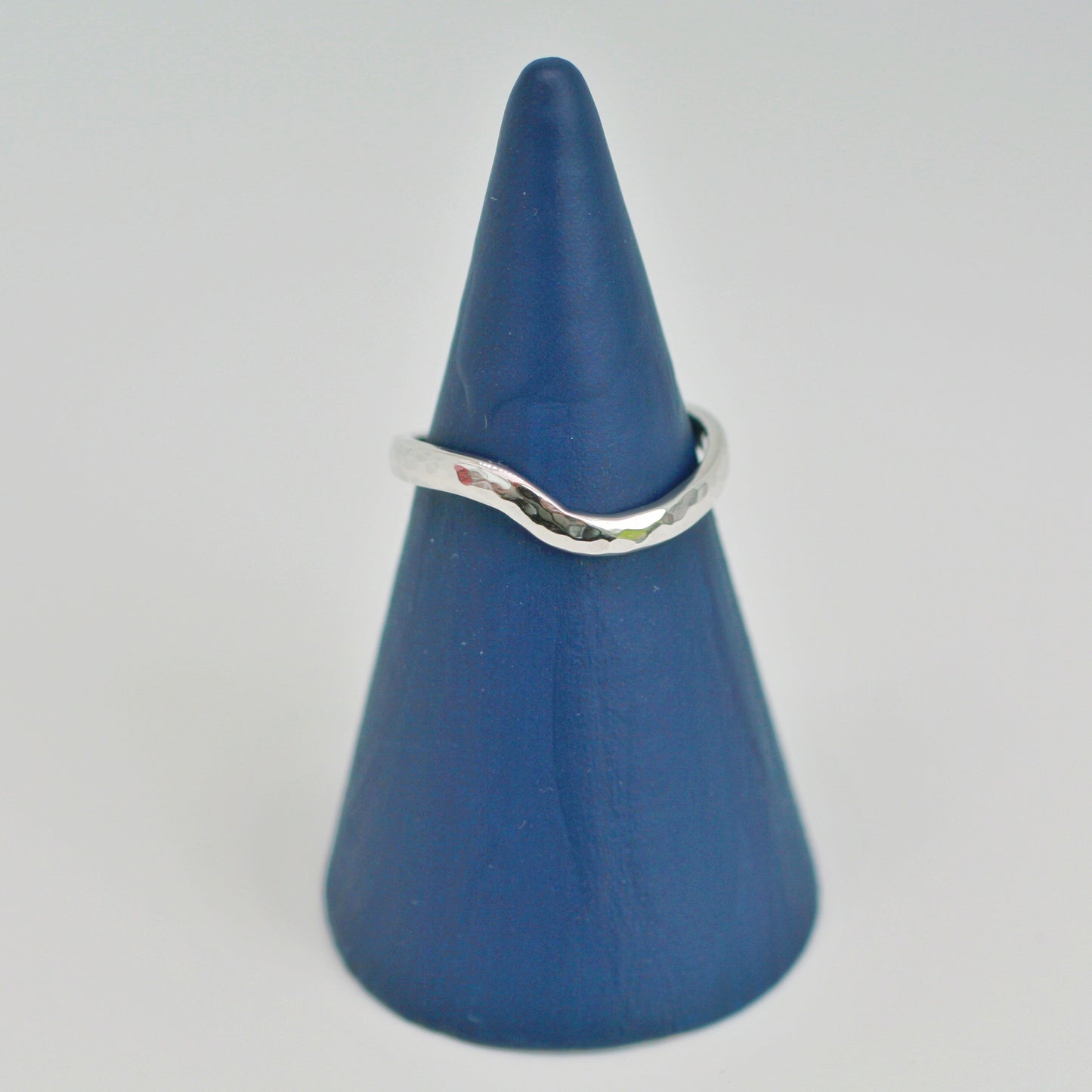 Silver Wave Ring on ring holder