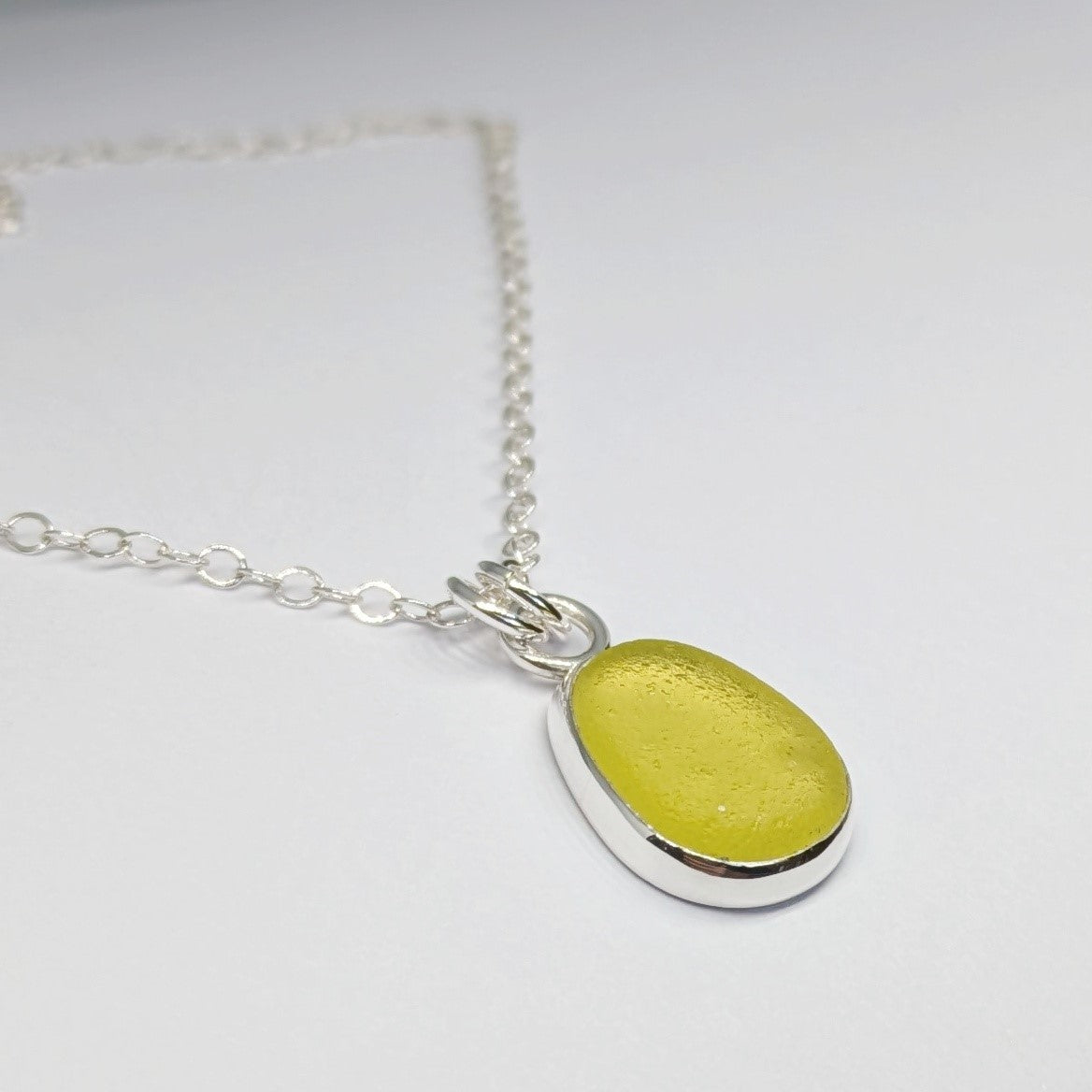 Little Drop of Sunshine, Yellow Sea Glass Silver Pendant
