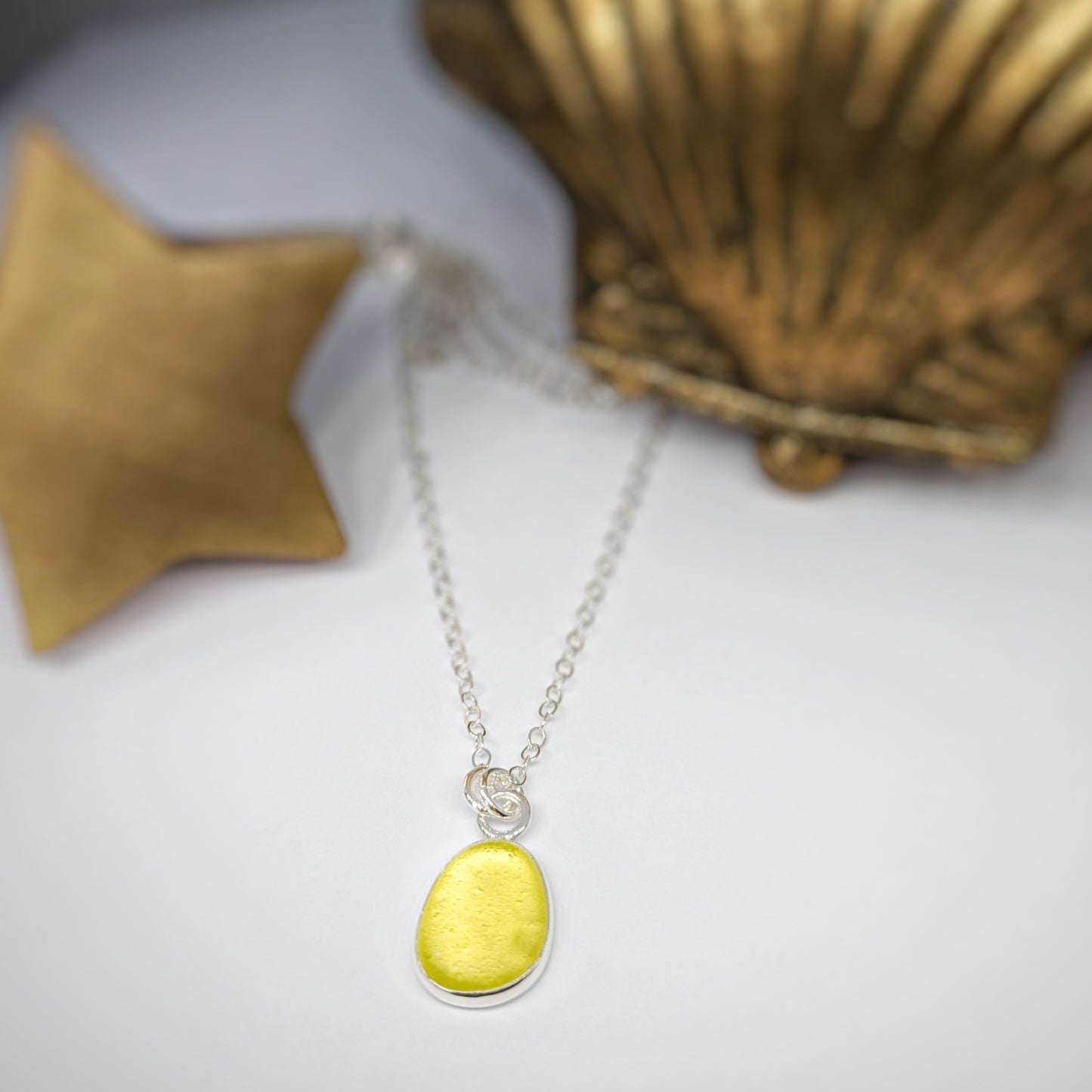 Little Drop of Sunshine, Yellow Sea Glass Silver Pendant