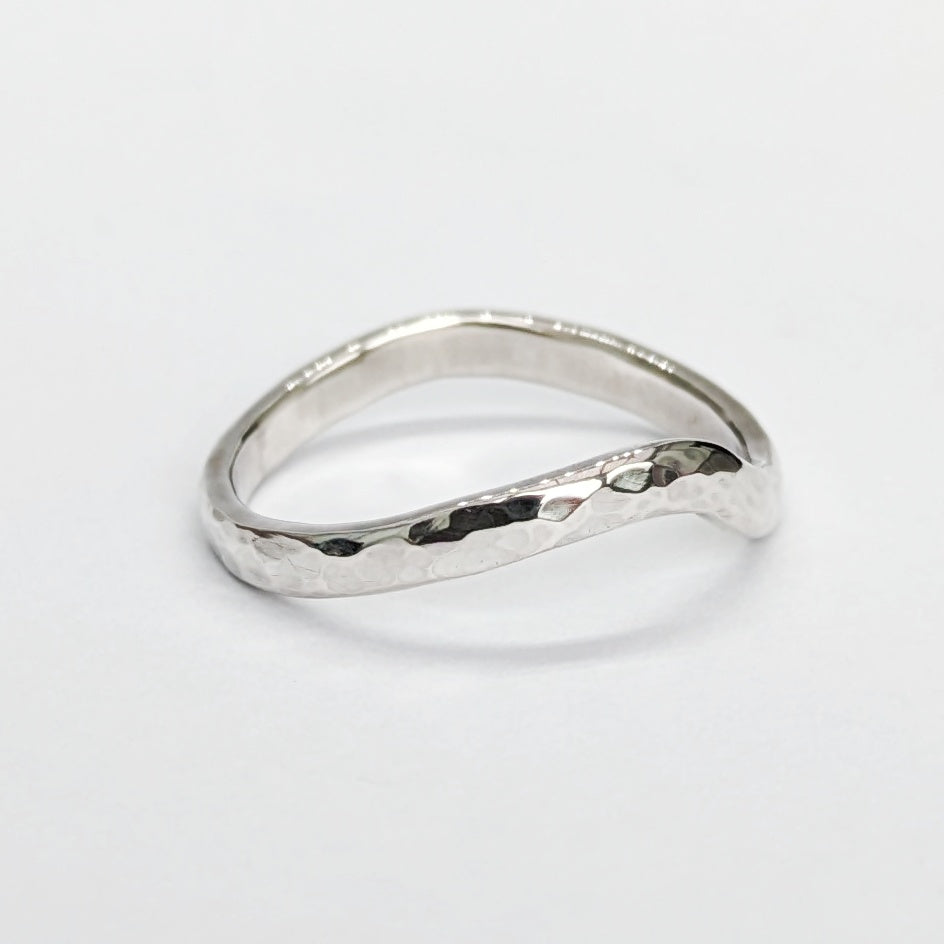 Silver hammered ring. Wave Silver Ring