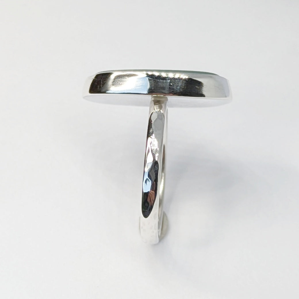 Side view of Cornish Sea Mist Silver Ring