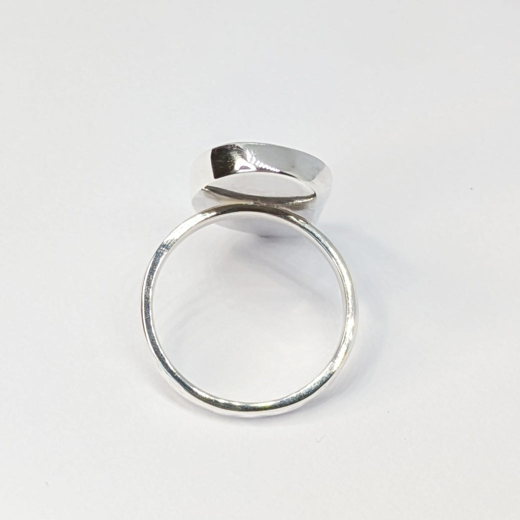 Side view of Cornish Sea Mist Silver Ring