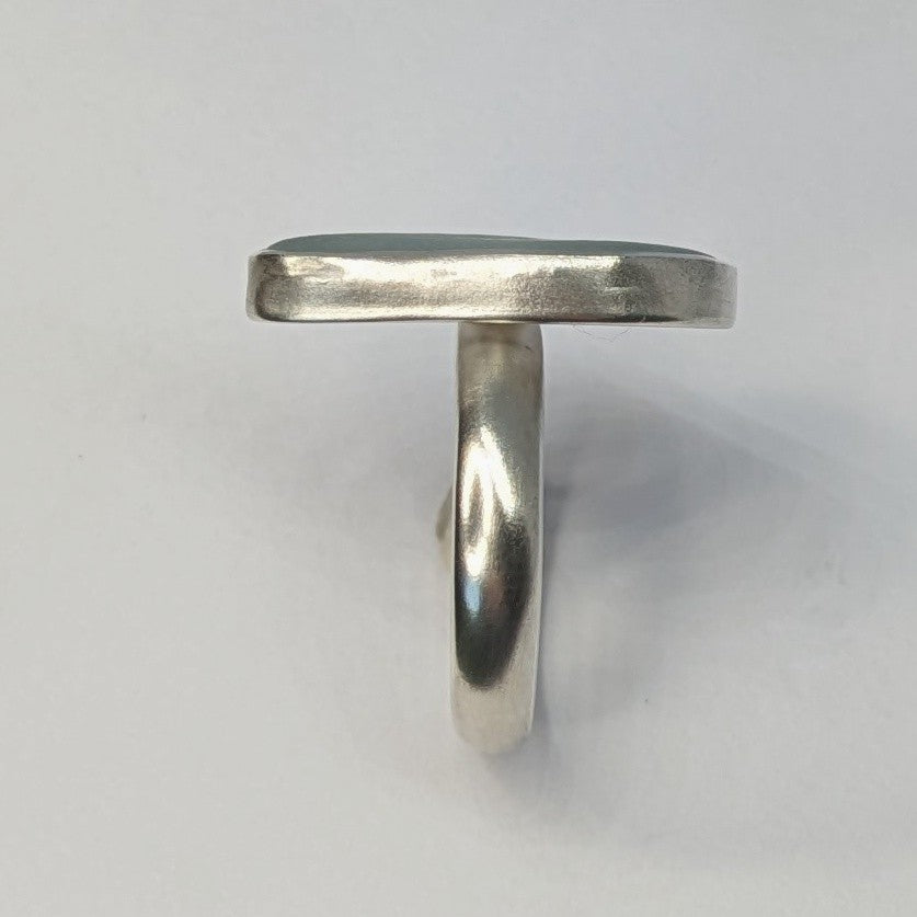 Side of Cornish Sea Mist Matt Silver Ring