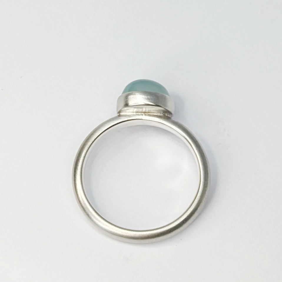 Side view of Dreamy Blue Chalcedony Silver Ring
