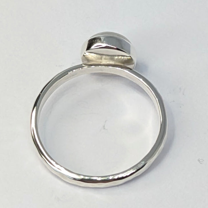 Back of Rainbow Moonstone Silver Ring