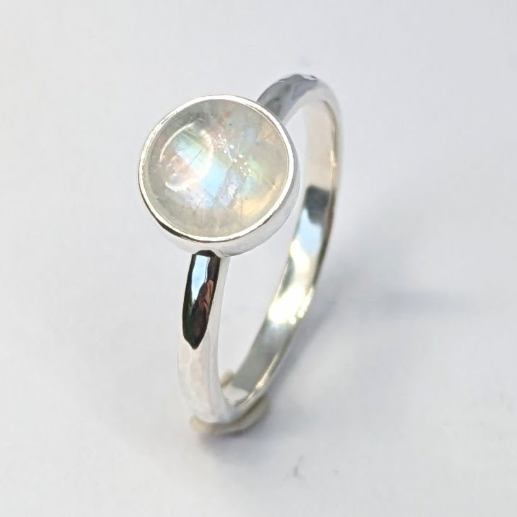 Rainbow Moonstone Silver Ring