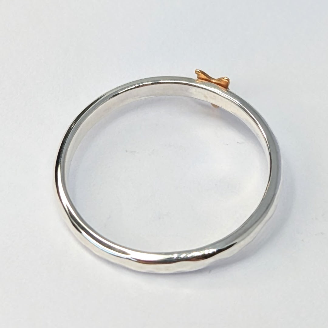 Back of Little Gold Star Silver Ring