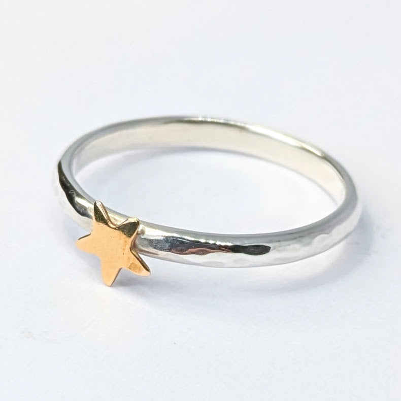Little Gold Star Silver Ring