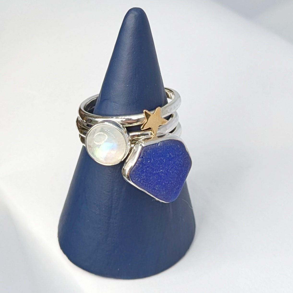 Moonlit Three Ring Stack on ring holder
