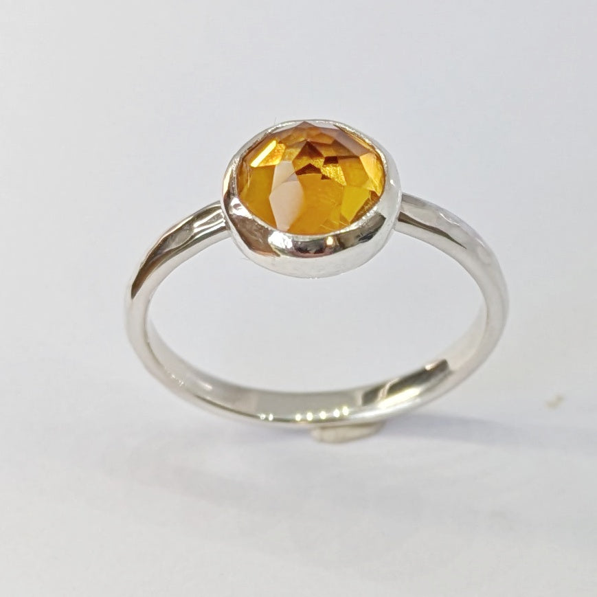 Close up of Citrine Silver Ring