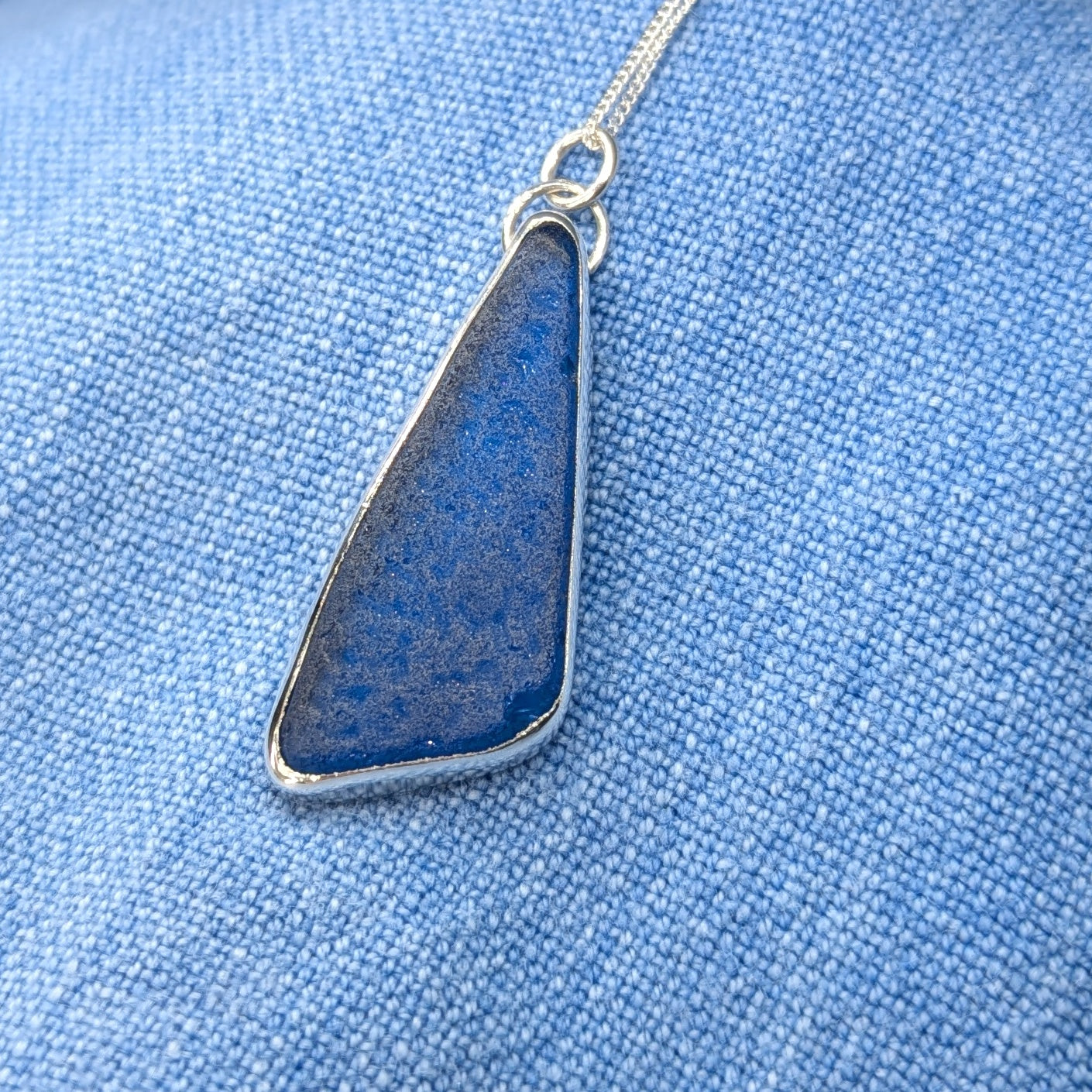 Midnight Blue Sea Glass Pendant