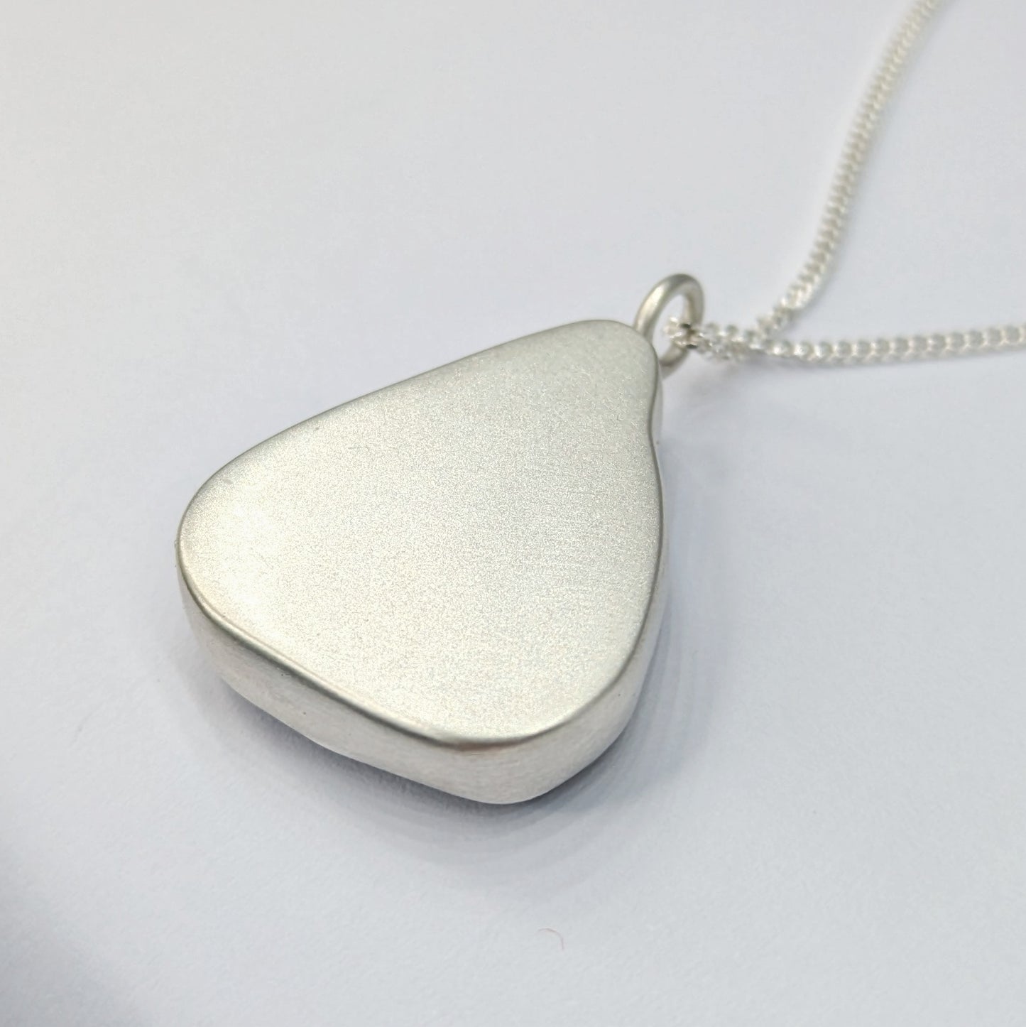 Back of Teal Sea Glass Silver Pendant