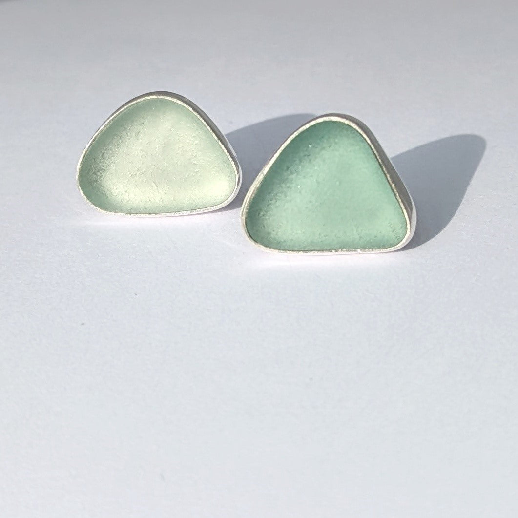Sea Cove Sea Glass, Silver Stud Earrings