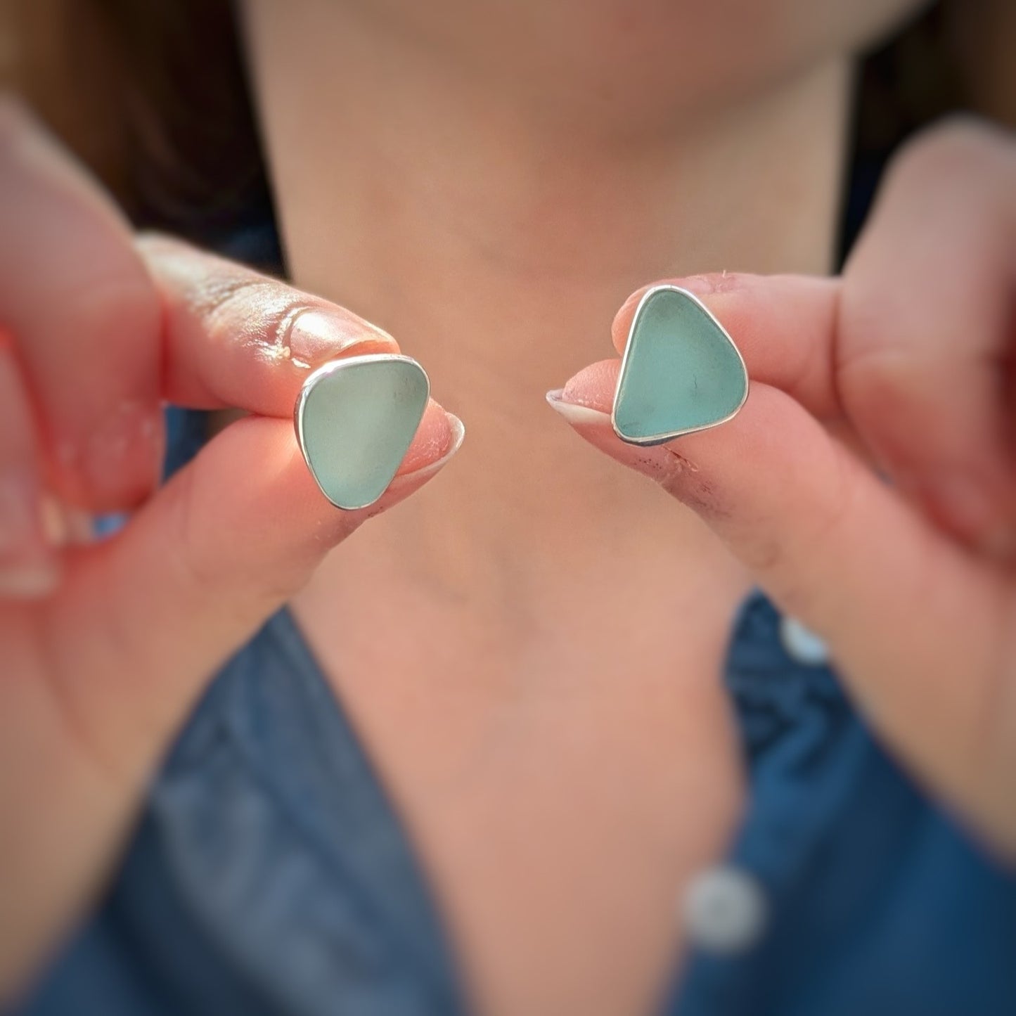 Sea Cove Sea Glass, Silver Stud Earrings