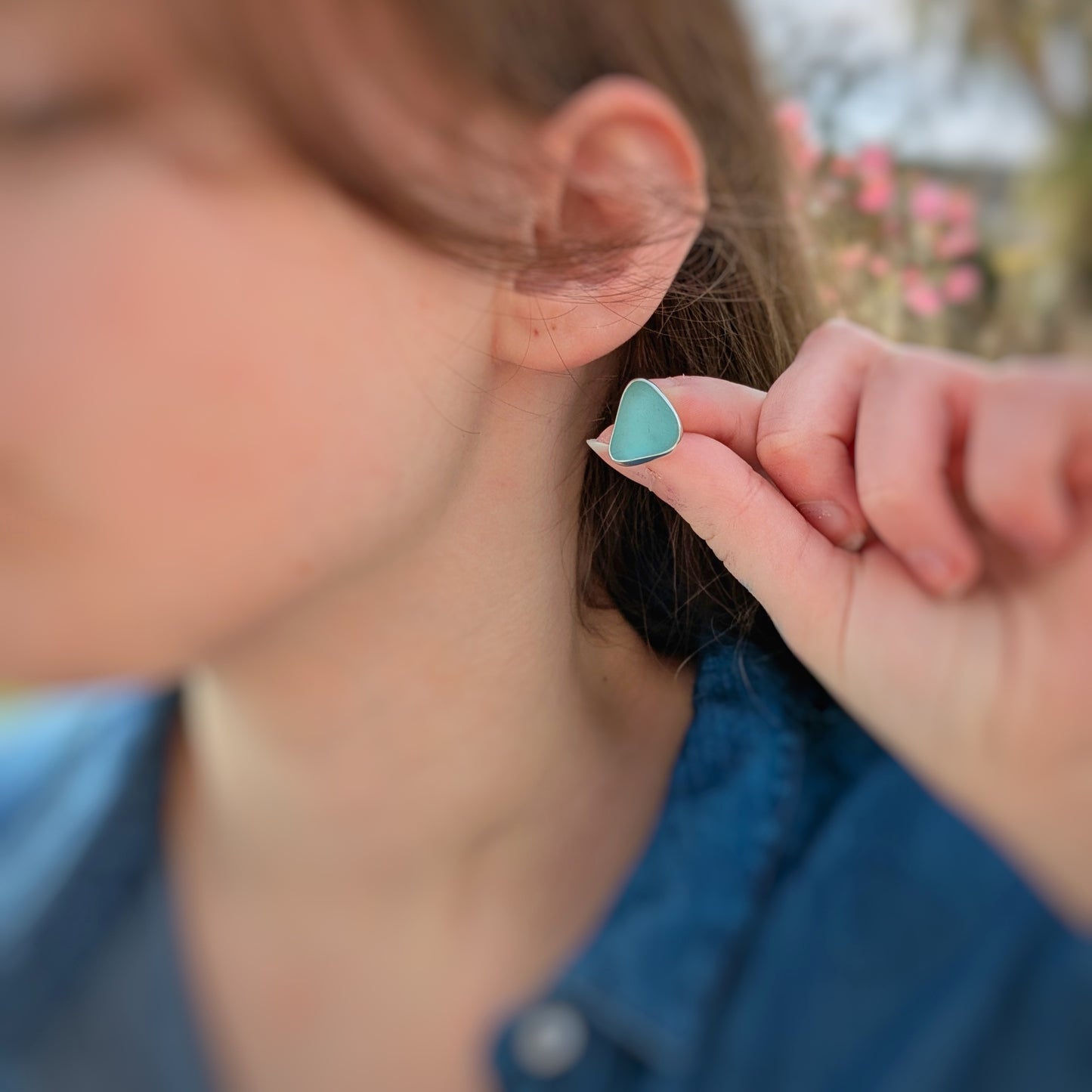 Sea Cove Sea Glass, Silver Stud Earrings
