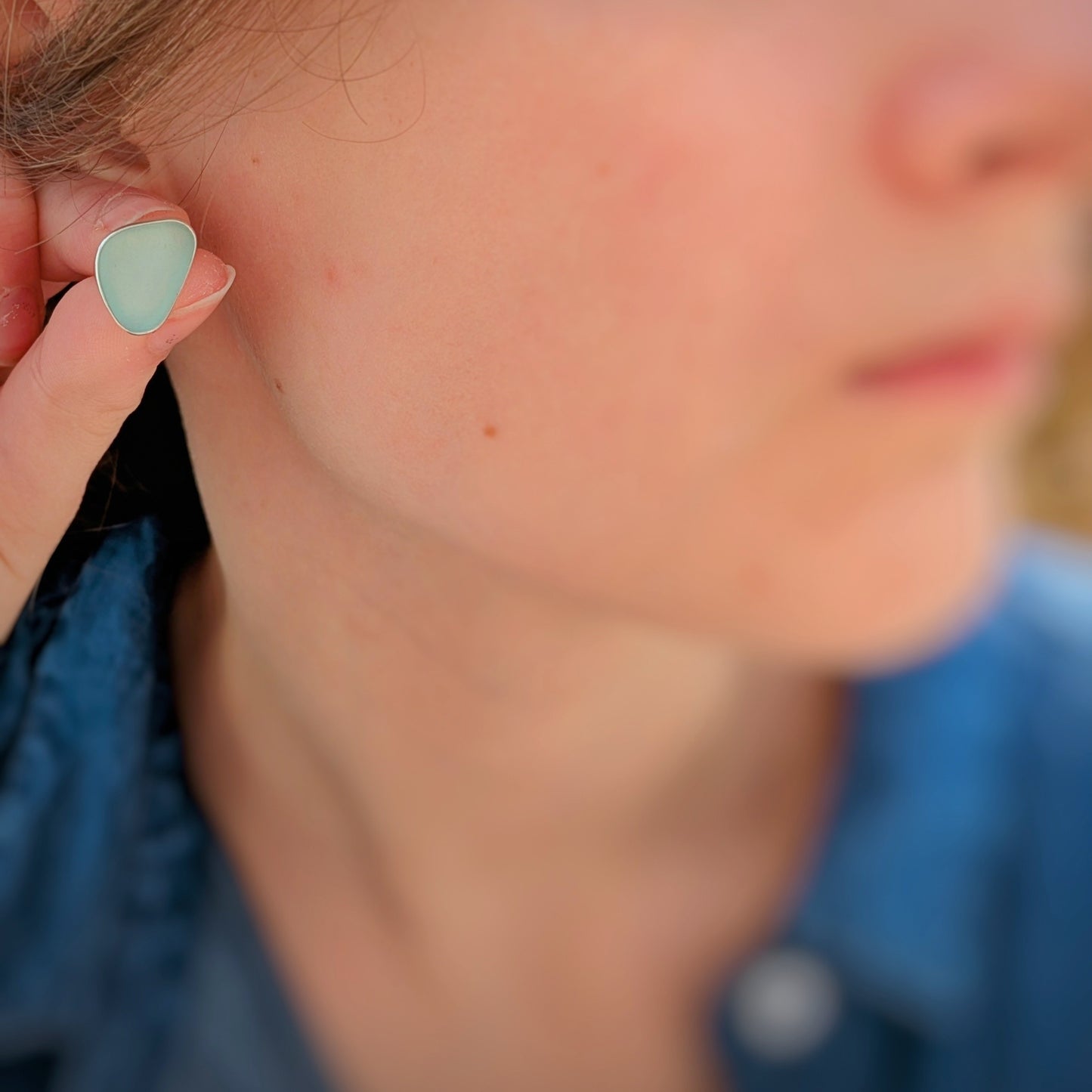 Sea Cove Sea Glass, Silver Stud Earrings