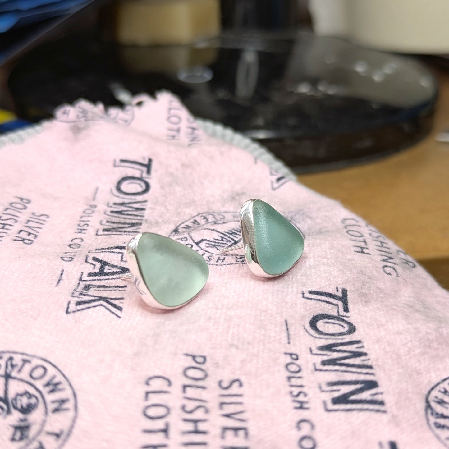 Sea Cove Sea Glass, Silver Stud Earrings