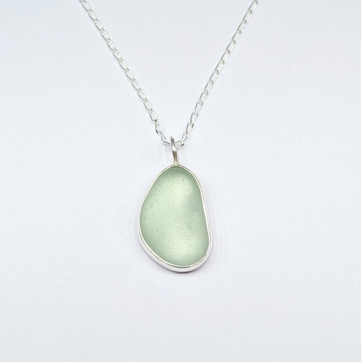 Seafoam Sea Glass Silver Pendant (No.2)