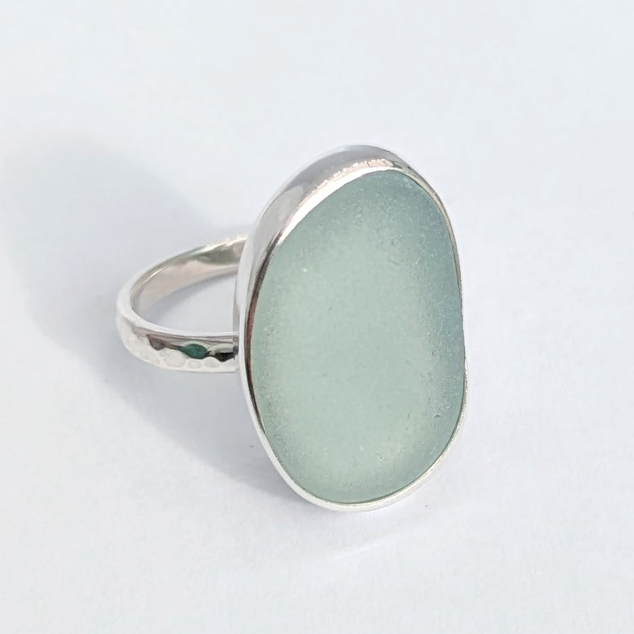 Silver and sea glass ring. Cornish Sea Mist Silver Ring
