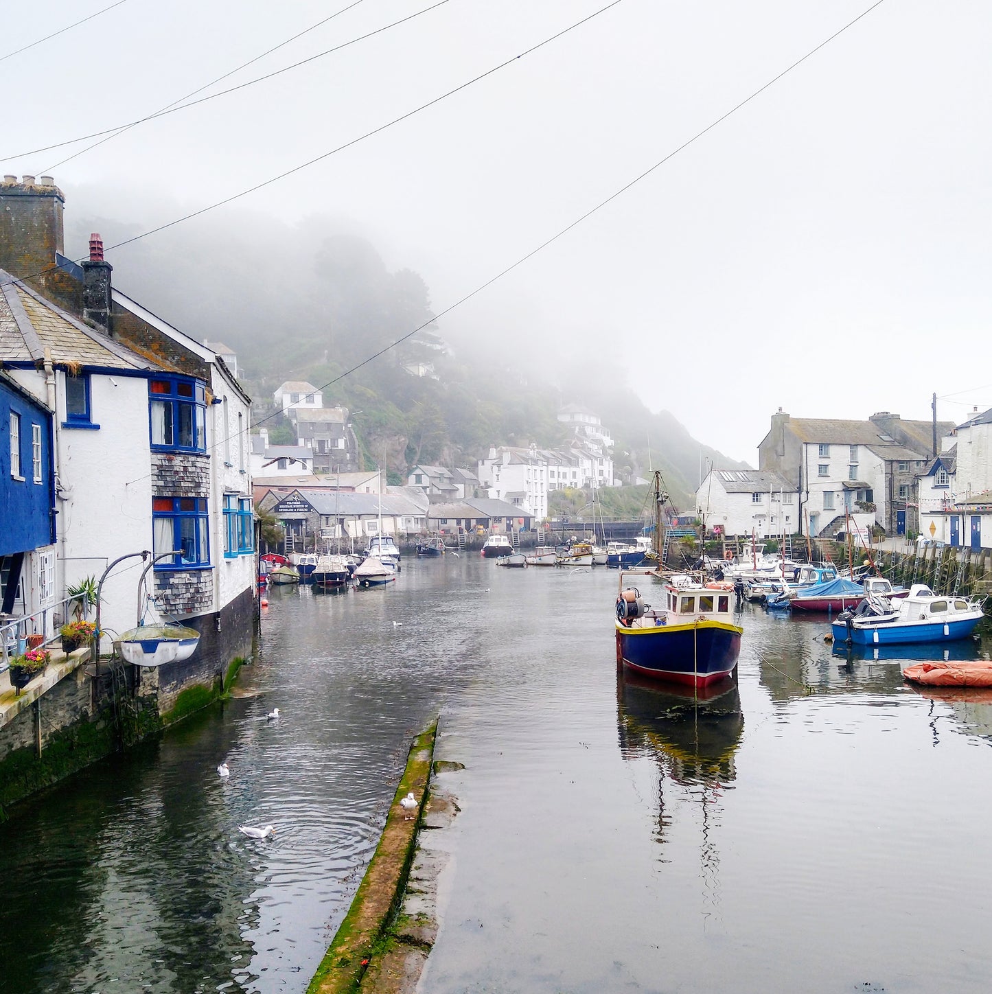 Polperro, Cornwall with sea mist