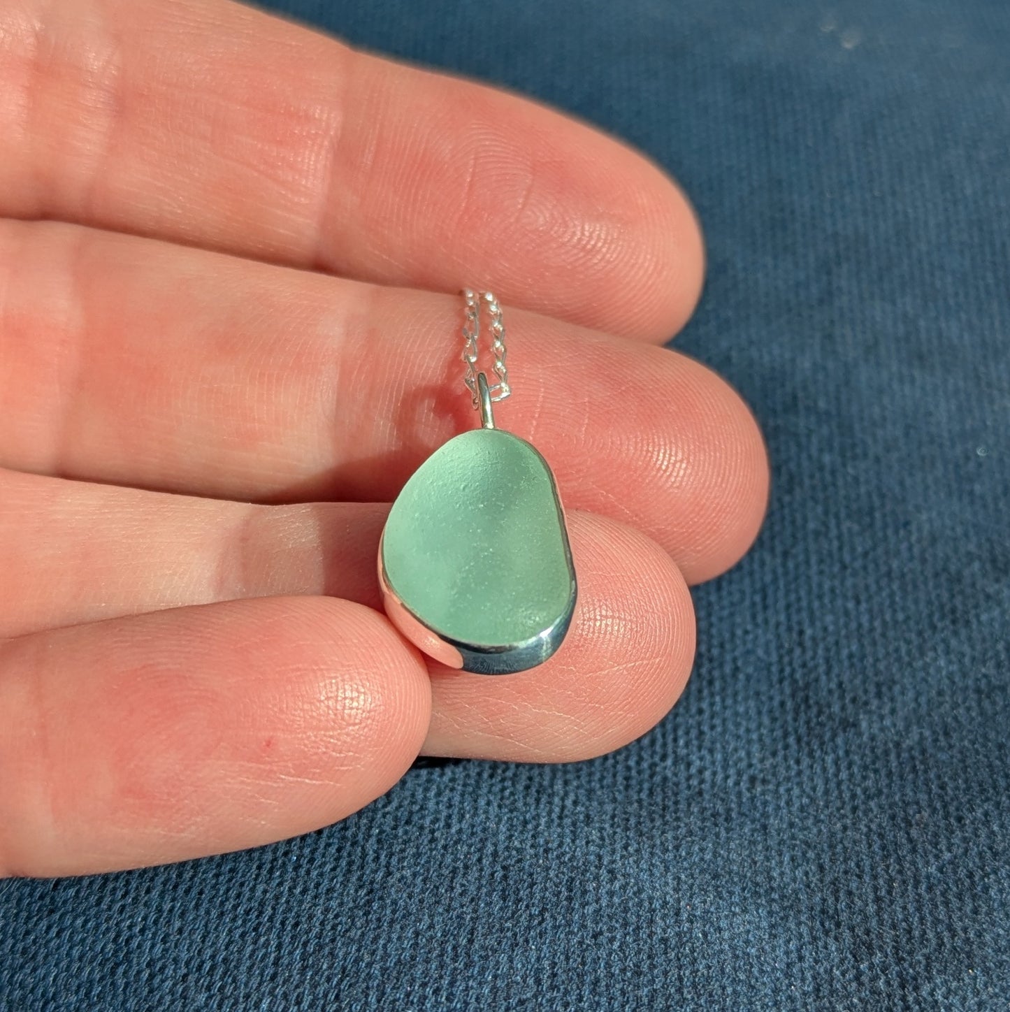 Seafoam Sea Glass Silver Pendant (No.2)