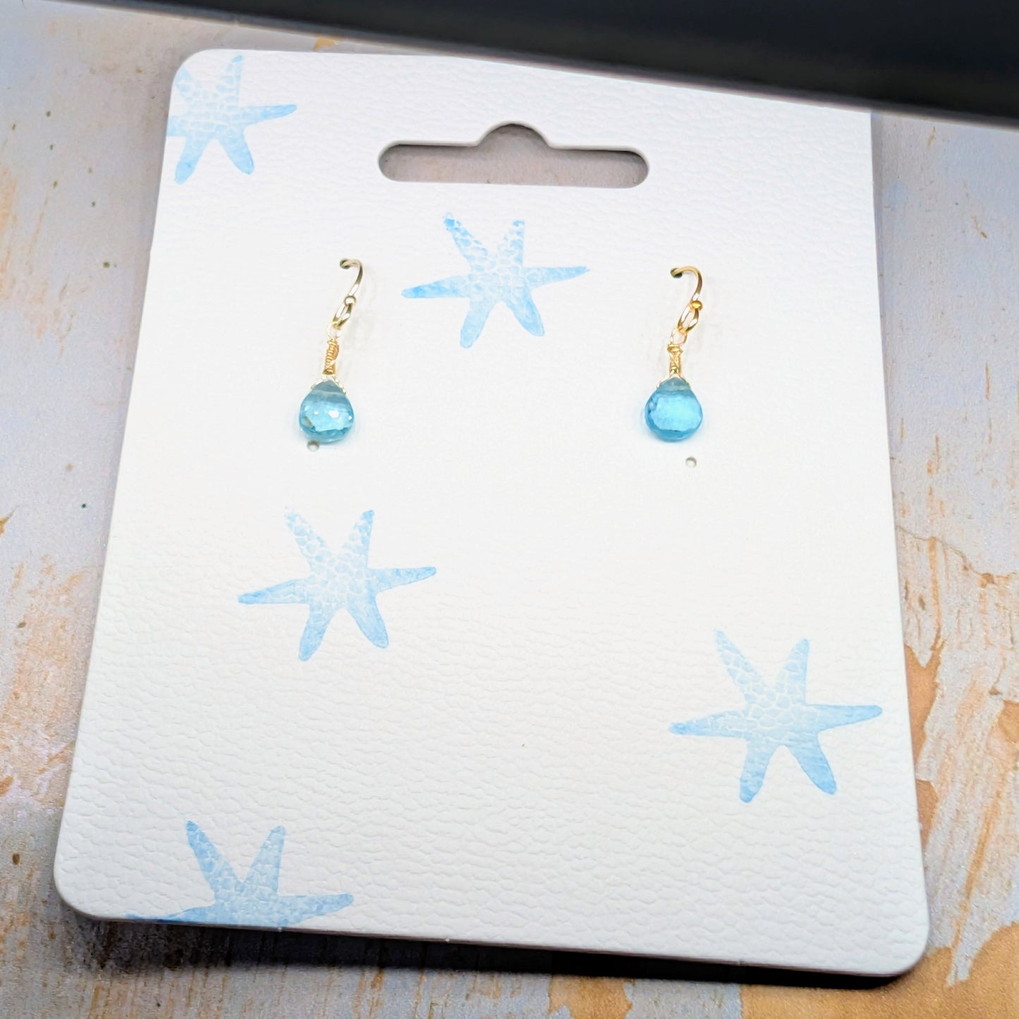 Ocean Blue & Gold Drop Earrings