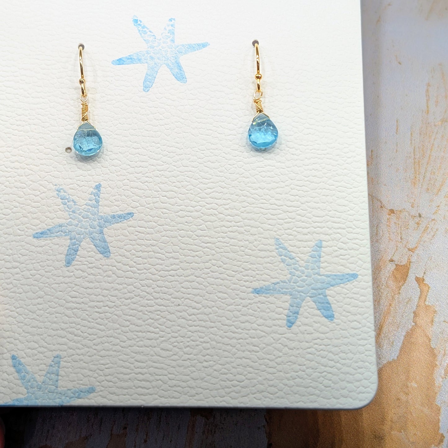 Ocean Blue & Gold Drop Earrings