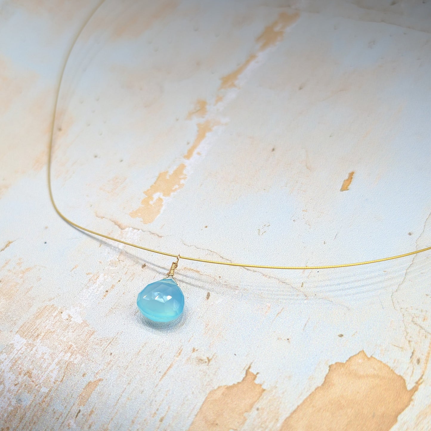 Cornish Blue Sky & Gold Drop Pendant