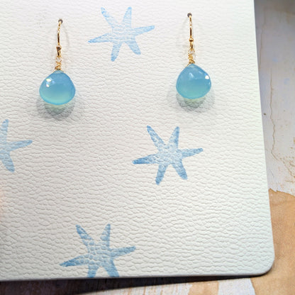 Cornish Blue Sky & Gold Drop Earrings