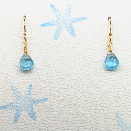 Ocean Blue & Gold Drop Earrings