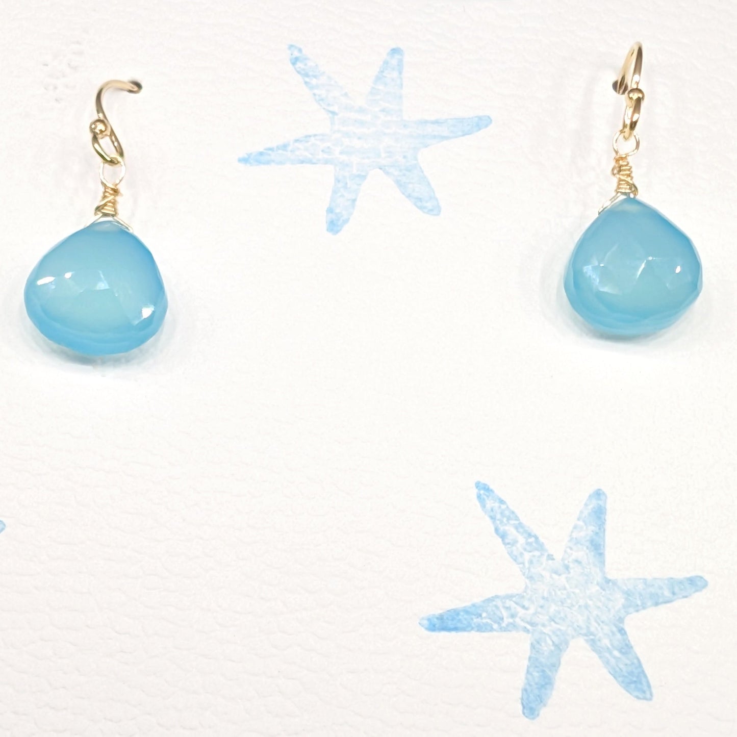 Cornish Blue Sky & Gold Drop Earrings