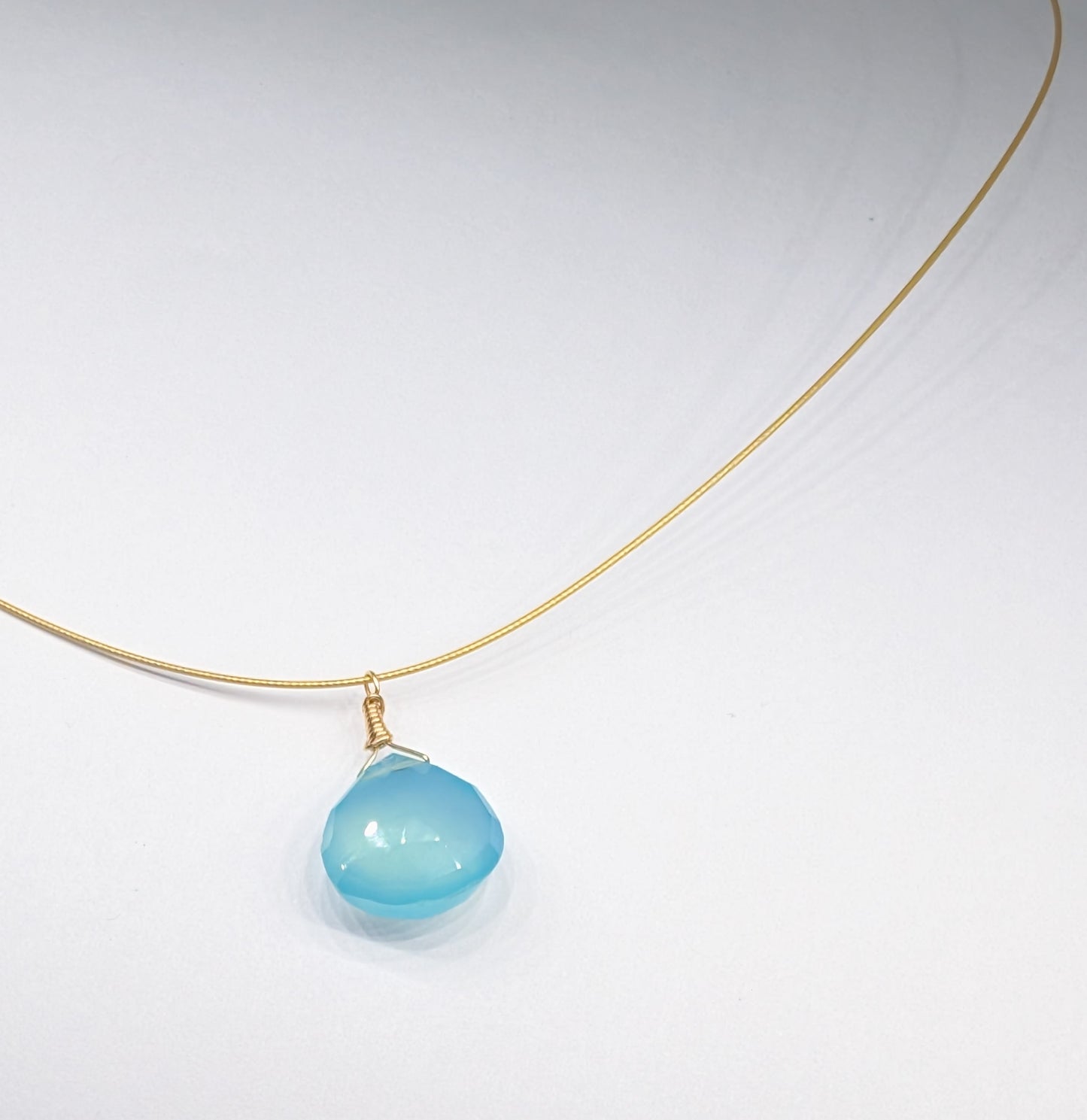 Cornish Blue Sky & Gold Drop Pendant