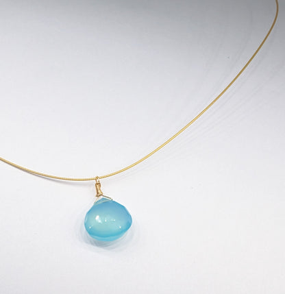 Cornish Blue Sky & Gold Drop Pendant