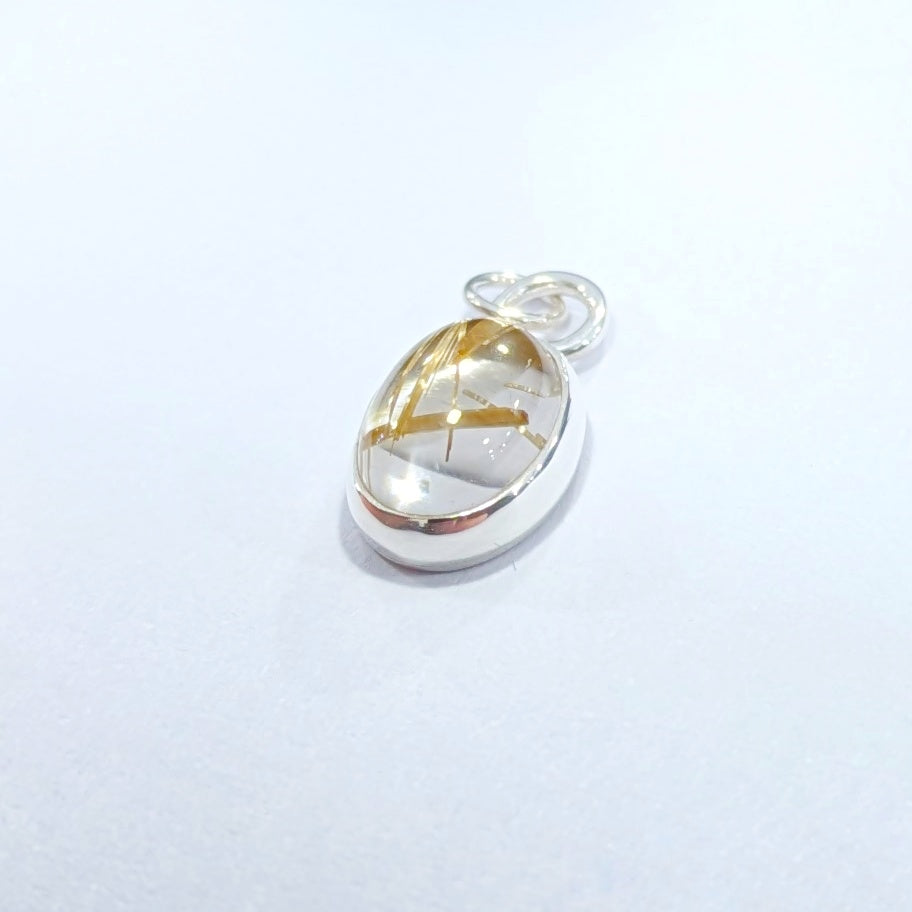 Close up of Golden Sparkle Quartz pendant in sterling silver