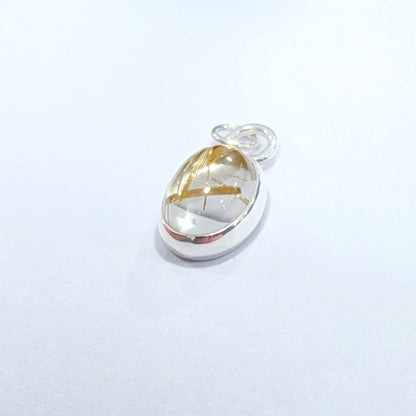 Close up of Golden Sparkle Quartz pendant in sterling silver