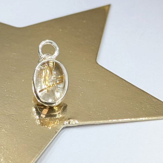 Golden Sparkle quartz  in silver pendant