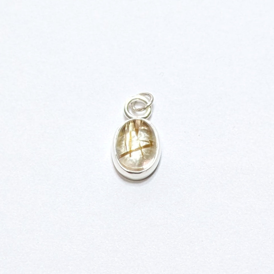 Golden Sparkle Quartz pendant in sterling silver with white background