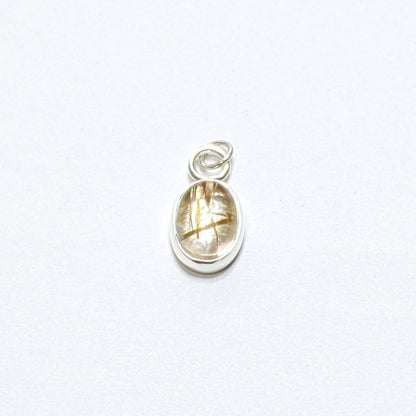 Golden Sparkle Quartz pendant in sterling silver with white background