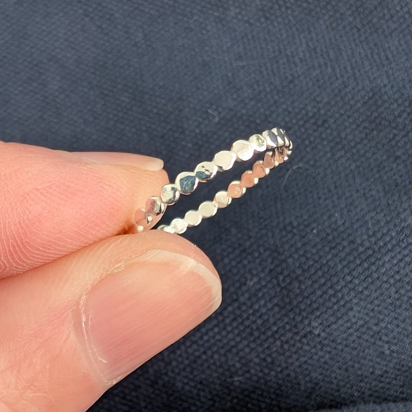 Tiny Pebbles hammered silver ring