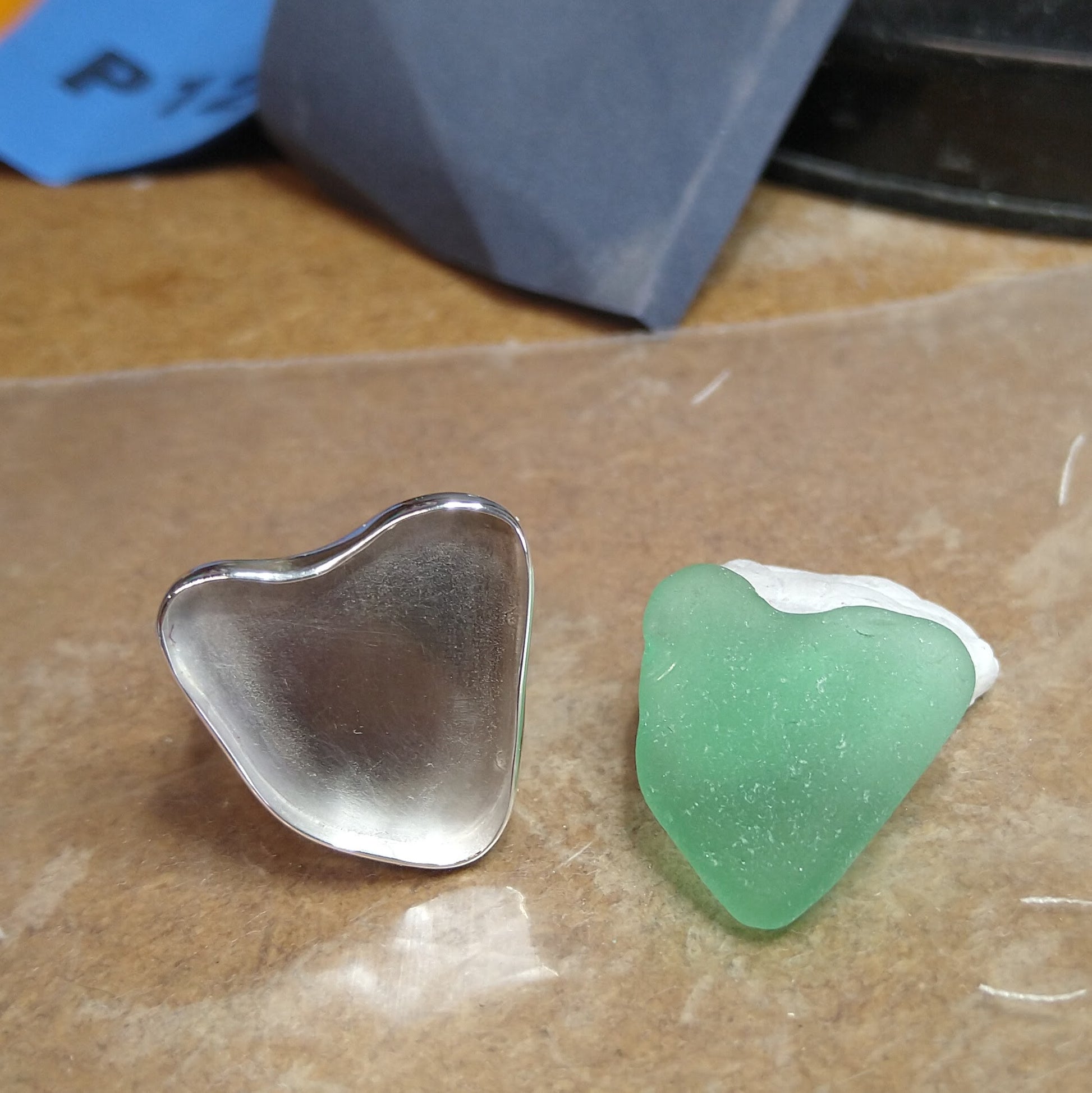 Making of Heart of Green Sea Glass Ring