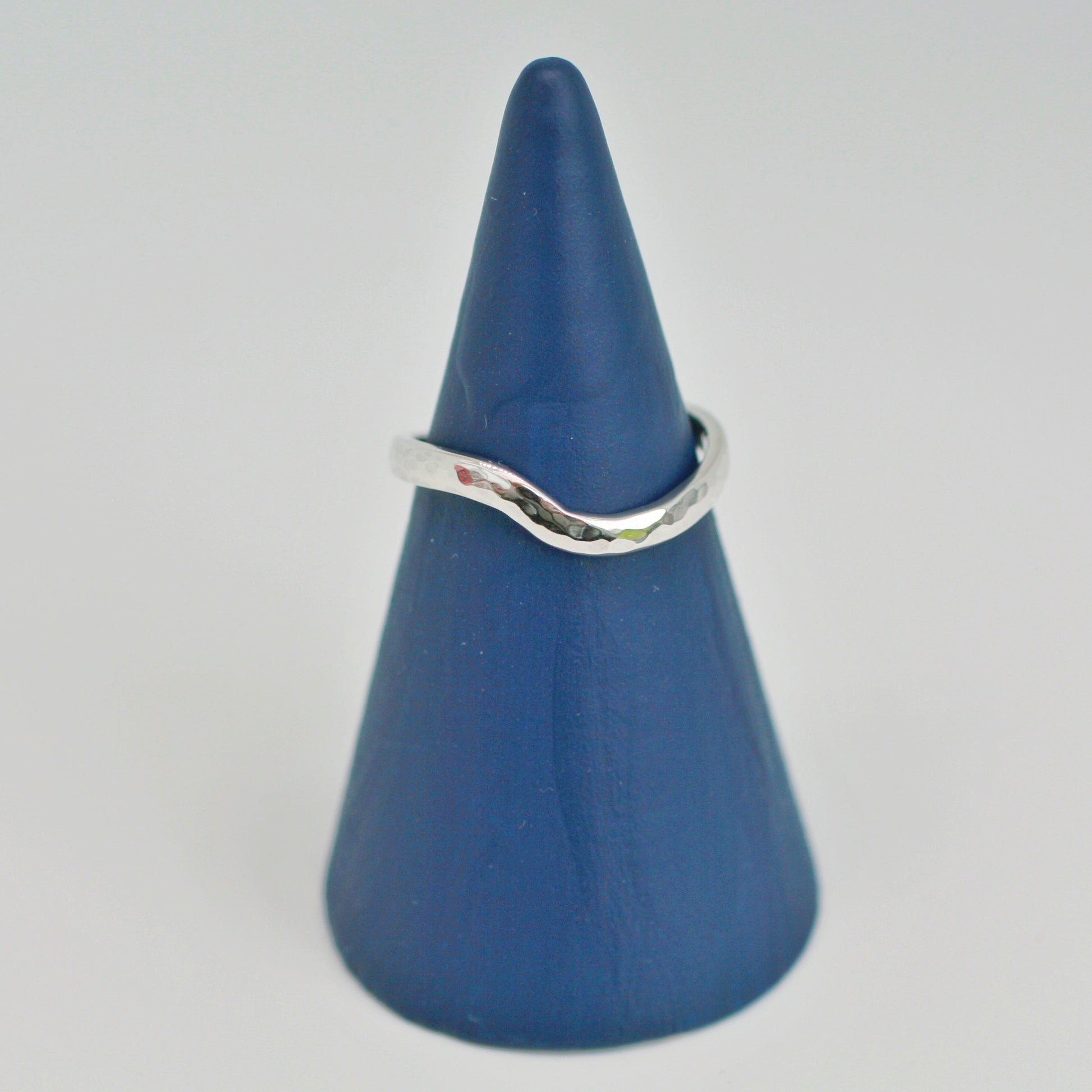 Silver Wave Ring on ring holder