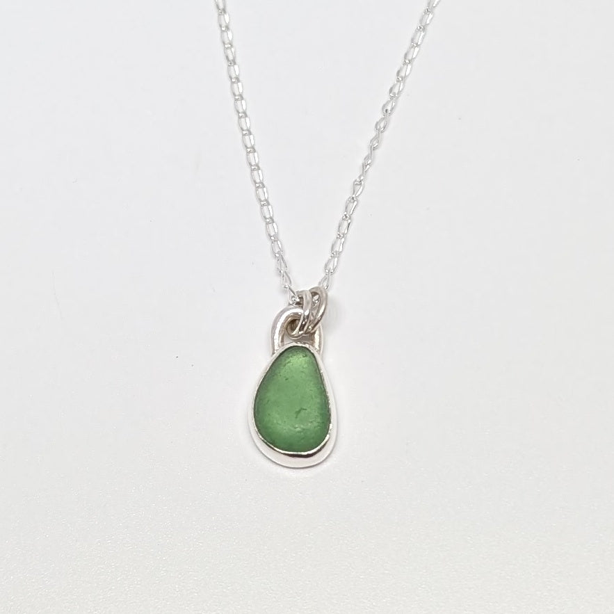 Jewel Green Sea Glass Silver Pendant