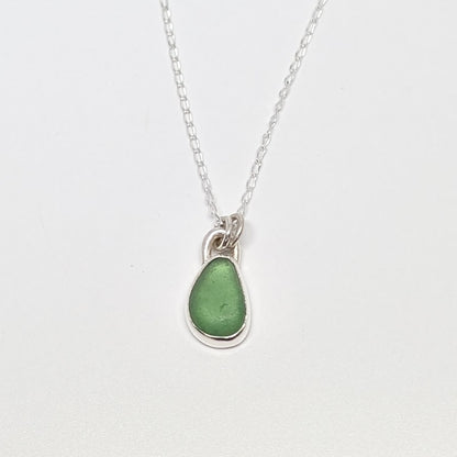 Jewel Green Sea Glass Silver Pendant