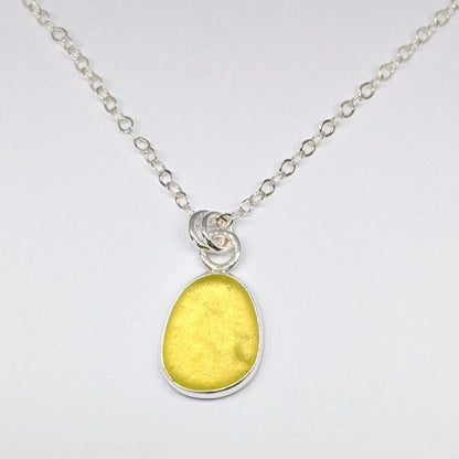 Little Drop of Sunshine, Yellow Sea Glass Silver Pendant
