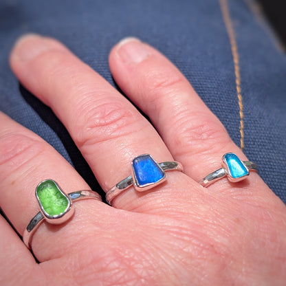 Little Blue Sea Glass Silver Ring