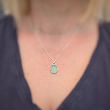 Sea Foam Sea Glass Silver Pendant